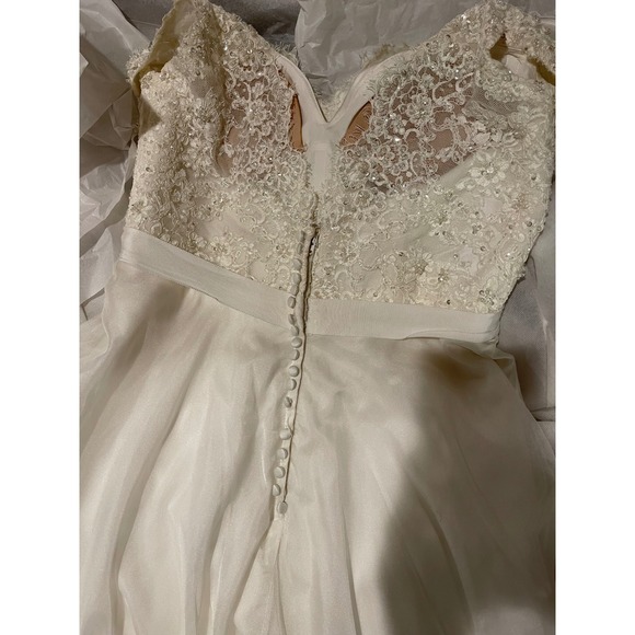 Maggie Sottero Wedding Dress Bridal Gown Lace Beaded Sleeveless White Size 12-14 - Picture 5 of 11